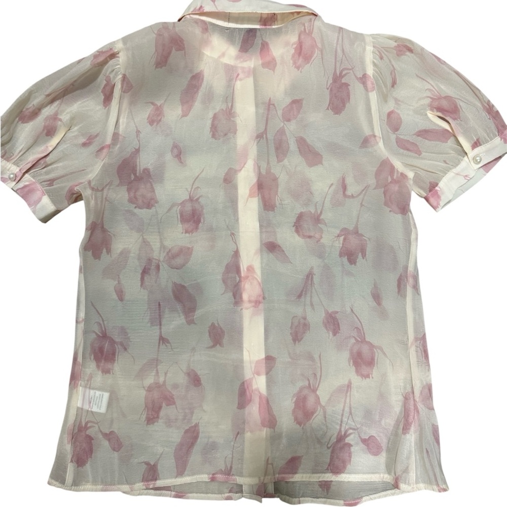 🌸 Alice Blue Sheer Floral Blouse 🌸 - Picture 2 of 5